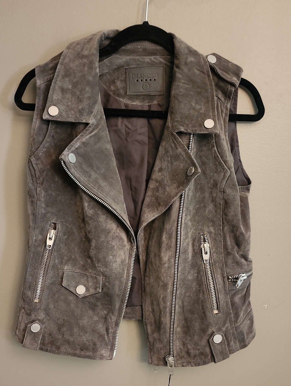 Blank NYC Suede Moto Vest - Charcoal Gray - Picture 2 of 16